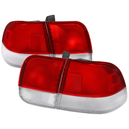 Spec-D Tuning Honda Civic 4 Door - Red And Clear Tail Lights 1996-1998 LT-CV964RPW-RS